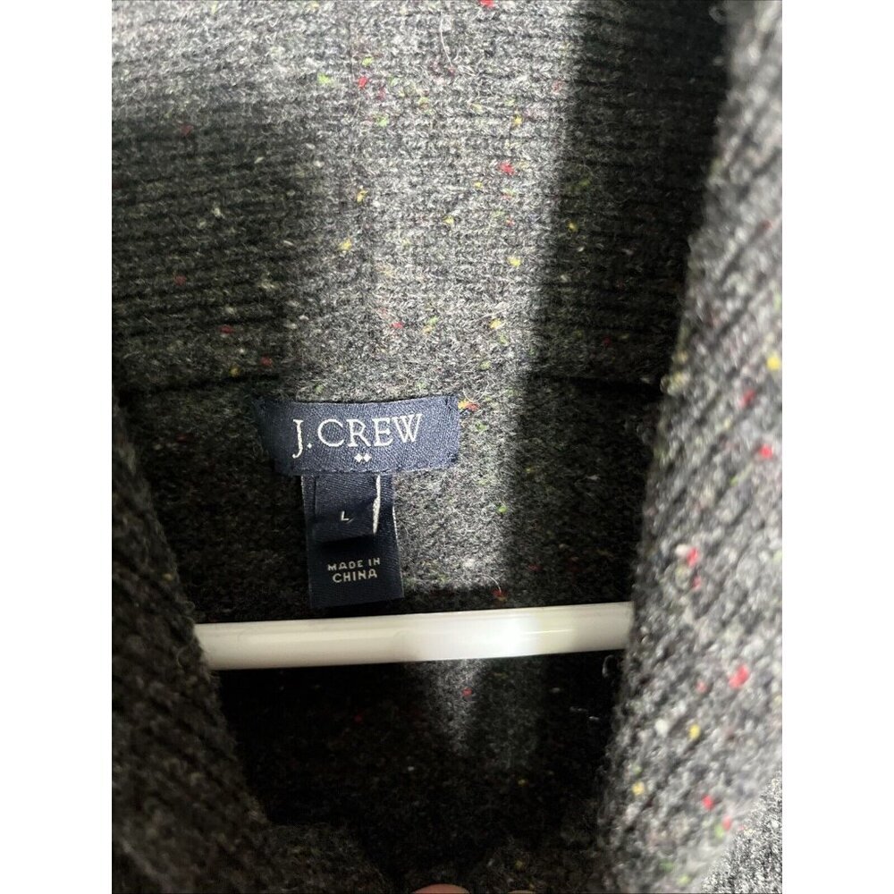 J. Crew Lambswool Donegal Quarter Zip Sweater Mens L Gray Raglan Knit Heritage - Picture 2 of 7